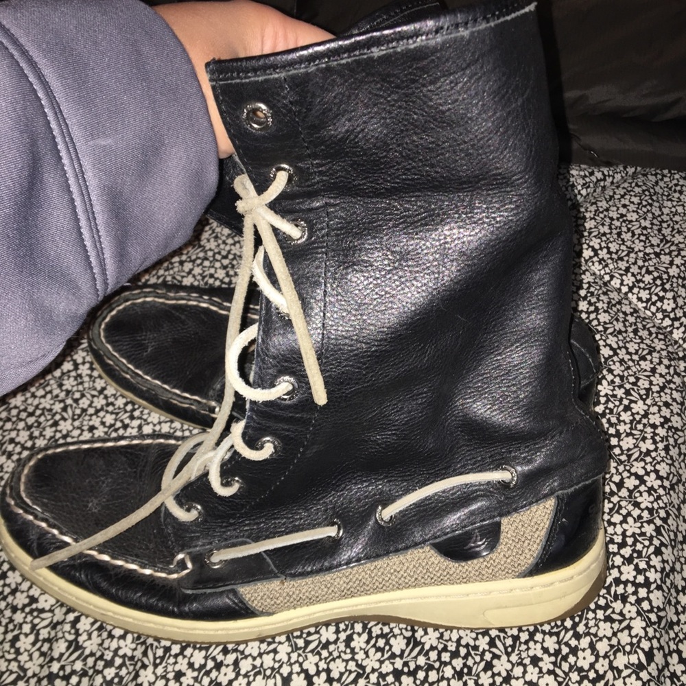Black Leather Sperry Boots